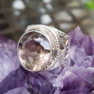 Ring sz 8 Sterling Silver Smokey Quartz